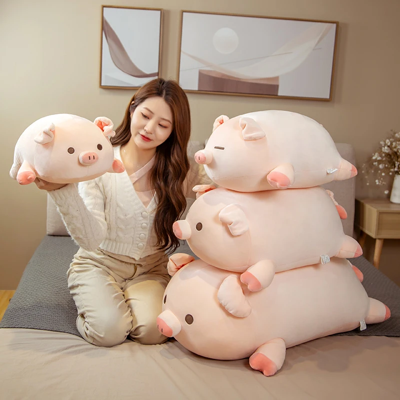 Kawaii BoBo Piggy Plush Fat Pillow Toys Soft Stuffed Cartoon Animal Pig Doll Chair Cushion Birthday Christmas Gift for Children