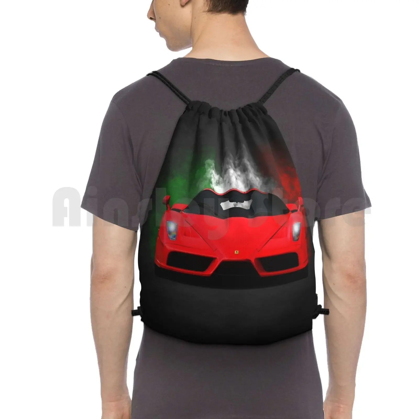 The Face Backpack Drawstring Bags Gym Bag Waterproof Supercar Super Car Car Cars Classic Car Sports Car Italian Transport