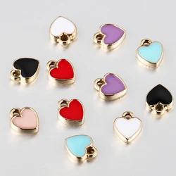 20pcs 8x10mm Alloy Metal Drop Oil Love Heart Enamel Charms KC Gold Pendant for DIY Bracelet Necklace Jewelry Making Wholesale