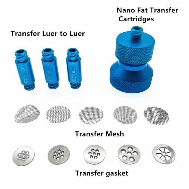 Zestaw filtrów Nano Fat Transfer Nano fat wkłady konwerterów tłuszczu Transfer Luer do Luer do liposukcji tłuszczu narzędzia chirurgiczne