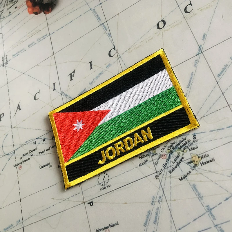 JORDAN National Flag Embroidery Patches Badge Shield And Square Shape Pin One Set On The Cloth Armband   Backpack  Decoration