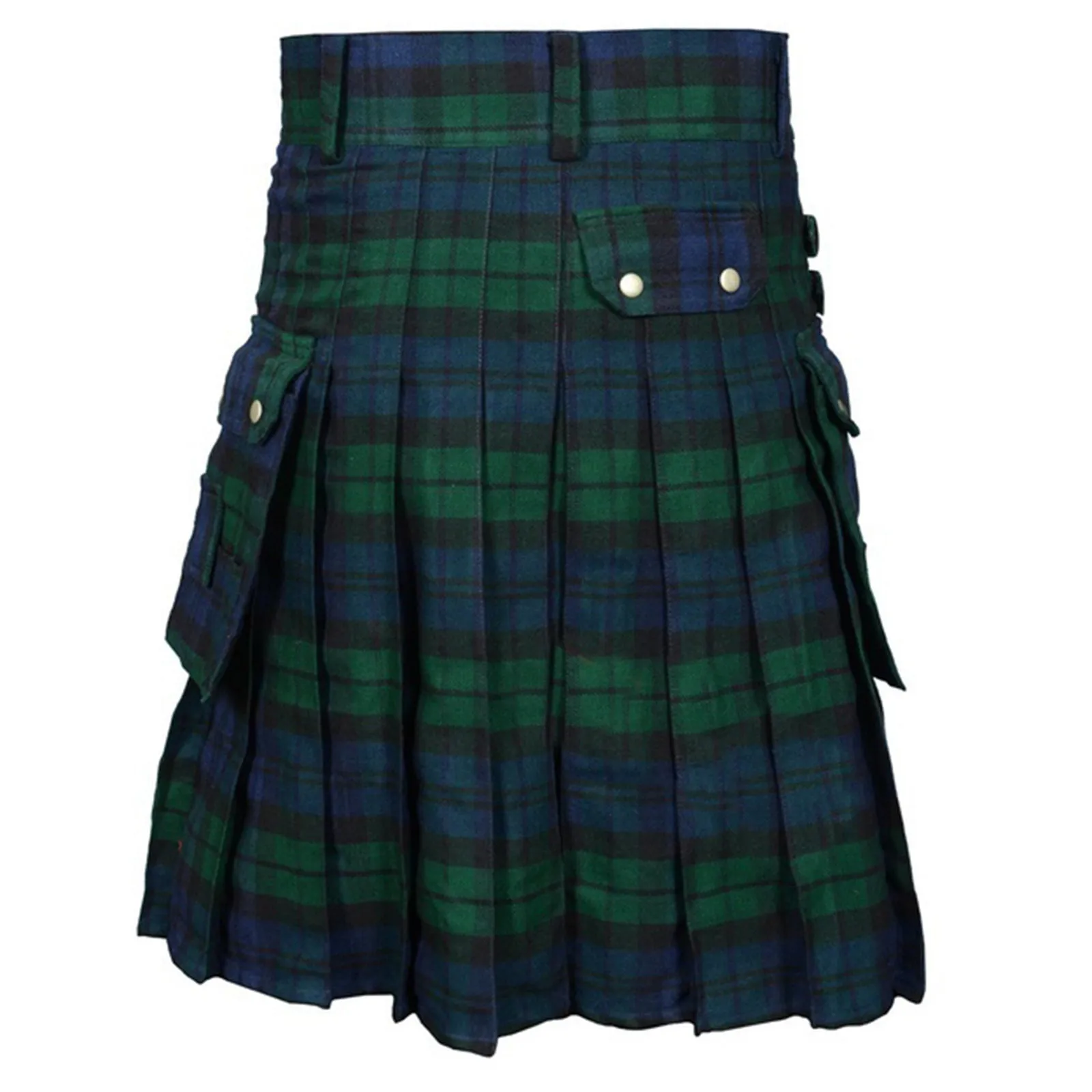 Punk Rave Mens Skirt Punk Cotton Skirt Personality Vintage Plaid Pants With Pockets Casual Shorts Skirt Scottish Culottes 4