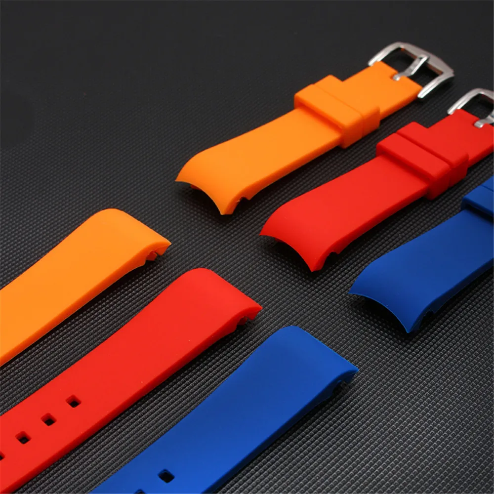 18mm 20mm 22mm 24mm Curved End Silicone Watch Band Soft Rubber Sport Diving Wrist Strap Bracelet Accessories for Omega Seiko