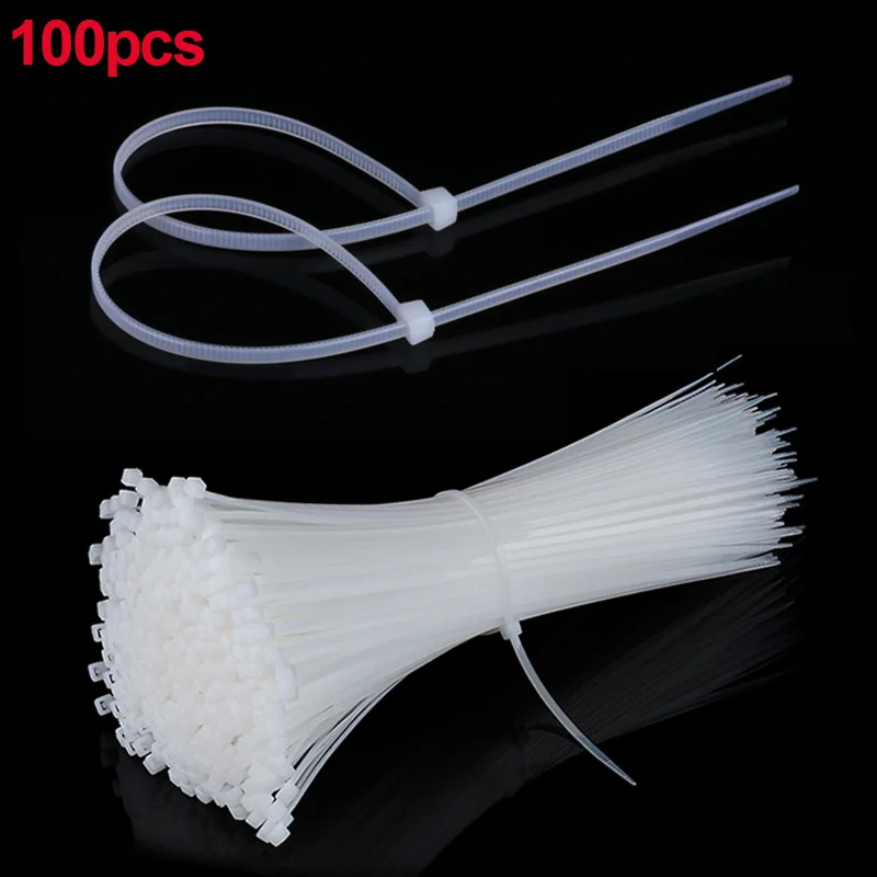 

100PCS/lot Self-locking Plastic Nylon Cable Tie 2.5*100mm 2.5*150mm 2.5*200mm Electrical Wiring Accessories White/Black