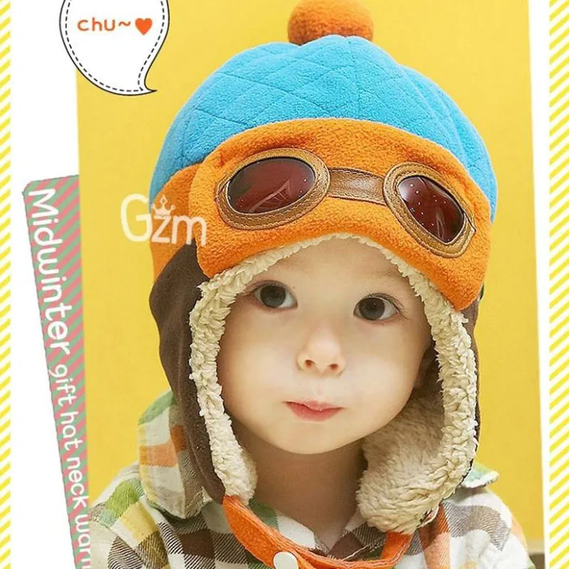 Doitbest Child Winter Hats Fur Children Pilot Hat boys flight Caps kids Warmer earflap beanie Age For 1-5 years old