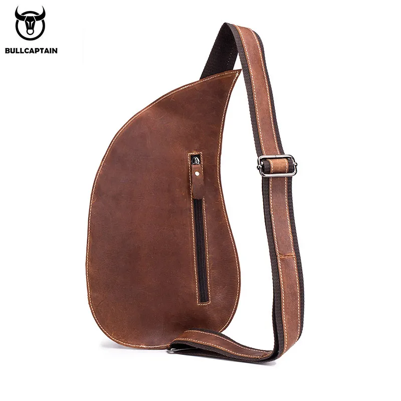 Imagem -05 - Bullcaptain-bolsa de Couro para Homens Bolsas de Peito de Couro de Cavalo Louco Bolsa de Cartão Multifunções Capas de Telefone Celular Nova Moda