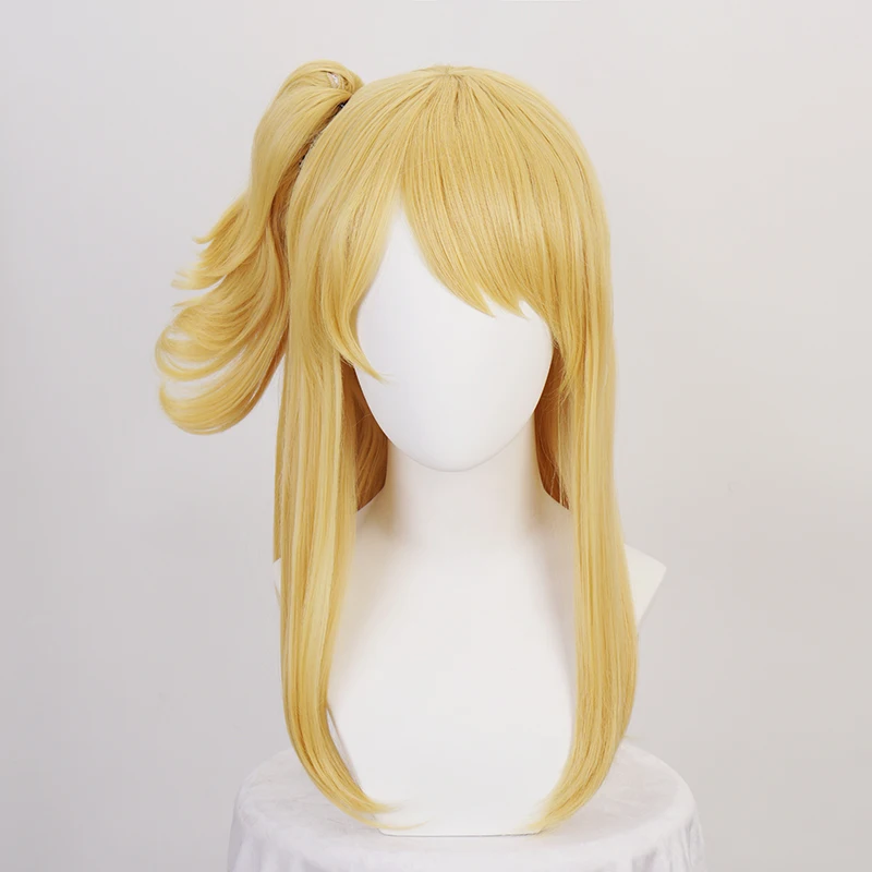 

Lucy Heartfilia 50cm Golden Long Straight Cosplay Wig Synthetic Hair Heat Resistant Fiber With A Chip Ponytail