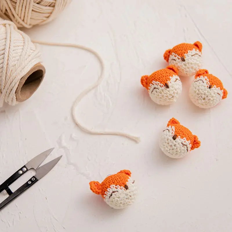 Crochet Beads Cute Animal Lion Fox DIY Molar Knitting Jewelry Crib Baby Sensory Baby Toys Children\'s Products