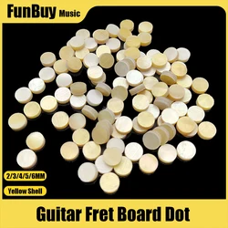 20pcs Acoustic Guitar Bass Electric Guitar Ukulele Fingerboard Inlay Dots Decal Markers Decal Yellow Shell 2/3/4/5/6mm