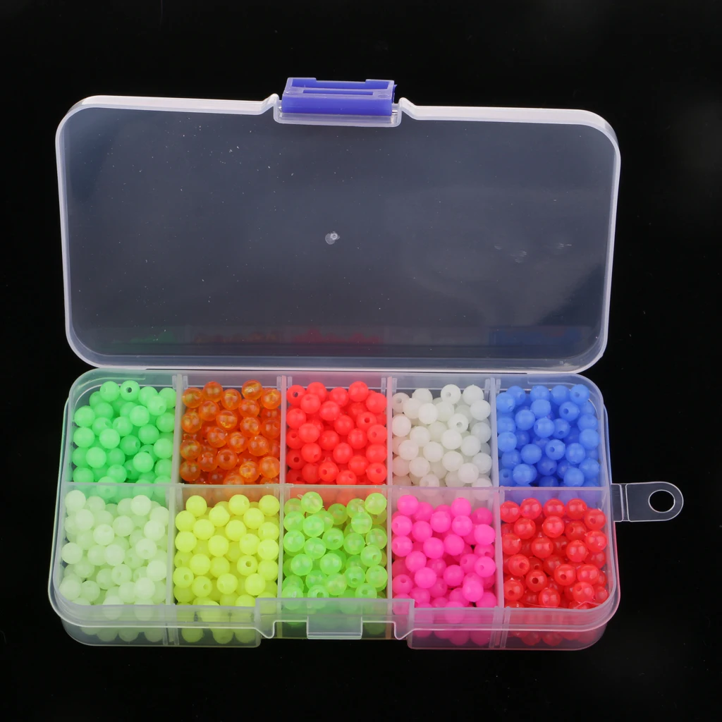 1000 Pieces Round Luminous Fishing Beads Glow in Dark Lure Float Floating Tackles Multicolor Fishing Baits for Fishing