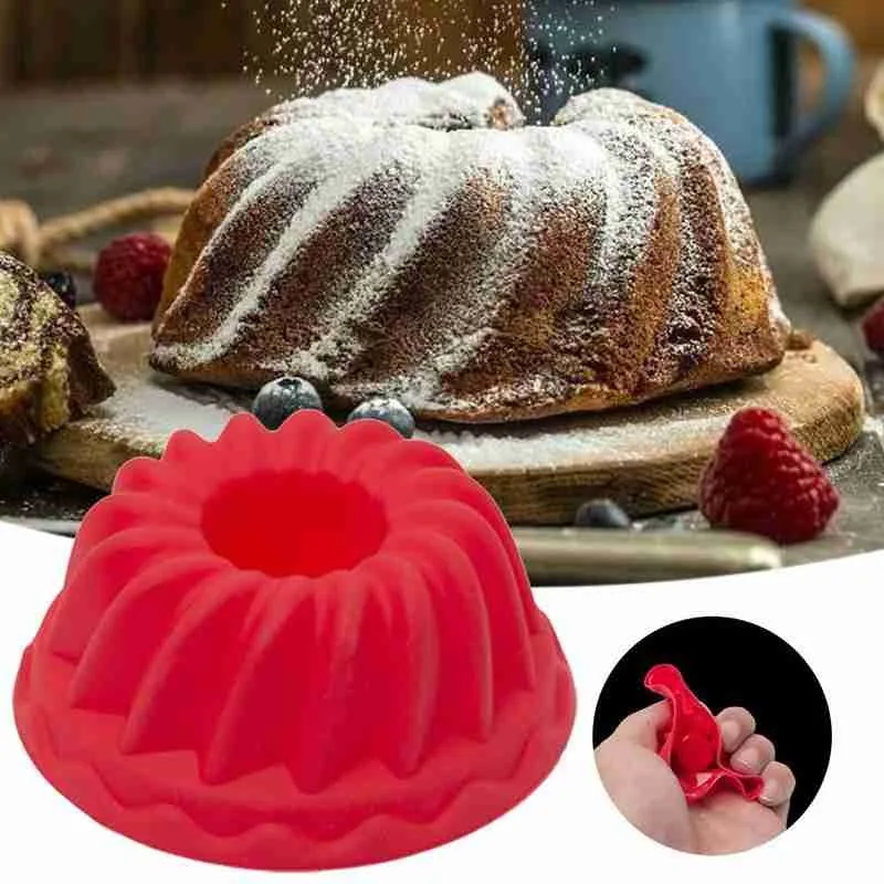 1pc 3D Swirl Shape Silicone Butter Cake Mould for Cake Bakery Baking Dish Bakeware Mold Kitchen Baking Form Tools