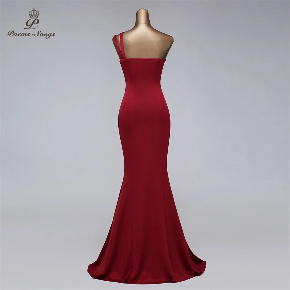 Elegant Burgundy color mermaid Evening dress woman party dress vestidos de fiesta de noche sleeveless evening gown party dress