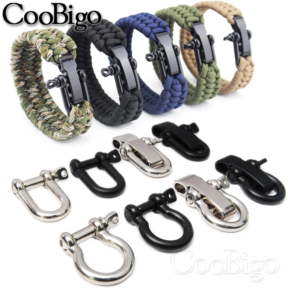 2pcs Shackle Fastener Clasp Buckle for Paracord Bracelet Outdoor Wristband Sport Wristlet Men Accessories Screw Pin D Bow Anchor