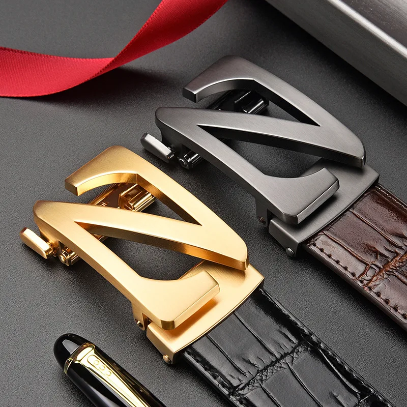 

Crocodile Grain Full-grain Leather Brand Belt Men Top Quality Genuine Luxury Strap Male Metal Automatic Buckle Designers