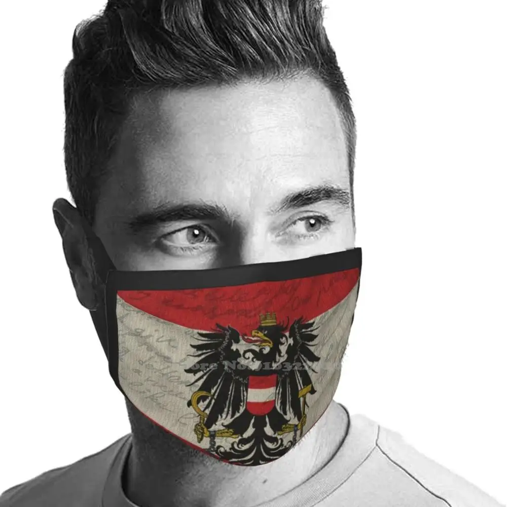 Vintage Vlag-Oostenrijk Zomer Ademend Mondmasker Gezichtsmaskers Oostenrijk Vlag Land Trotse Politiek Oud Retro Decoratief