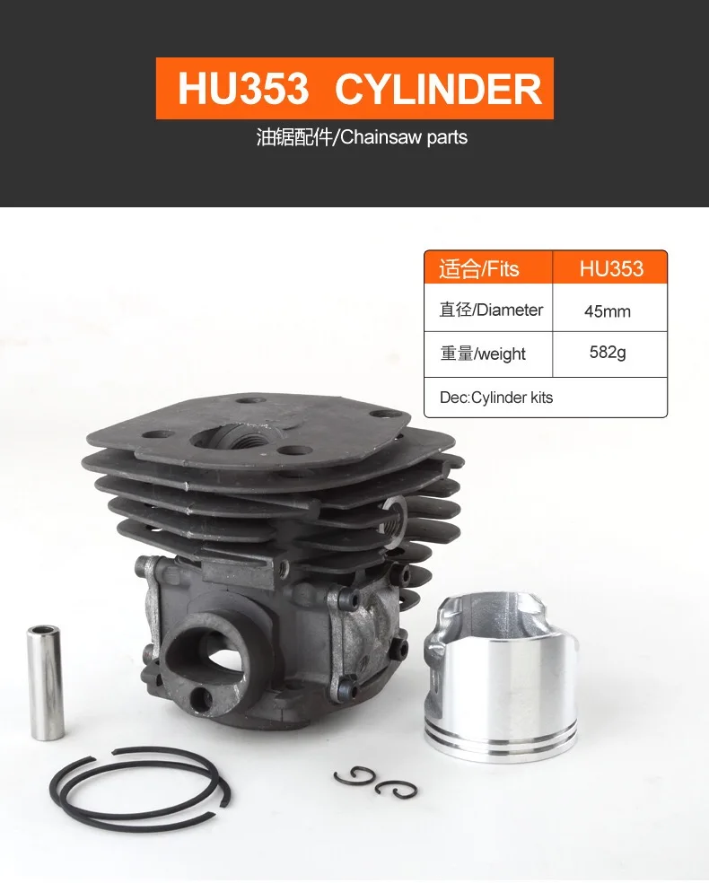 45mm Big Bore Cylinder Piston Kit for Husqvarna 346XP 346XP EPA 353 353 EPA PN 537253102 537253104 503869871