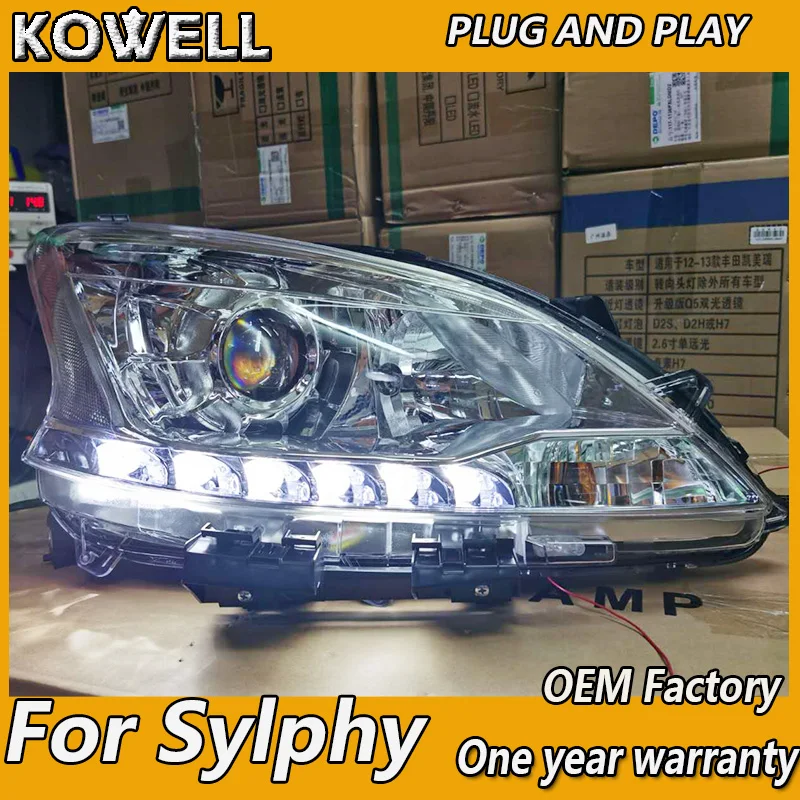 KOWELL Car Styling for Nissan Sylphy Headlights 2013-2015 Sentra Head Light DRL Turn Signal Low High Beam Projector Lens