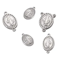 5Pcs/Lot 1/2/3 Holes Antique Stainless Steel Rosary Connector Charms Religious Cross DIY For Jewelry Making Accessory Finding