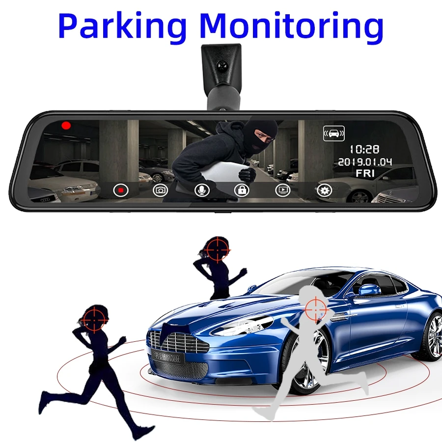 12 بوصة 4G سيارة لتحديد المواقع والملاحة مرآة الرؤية الخلفية كاميرا DVR واي فاي أندرويد 8.1HD 1080P داش كام مسجل فيديو ADAS مراقبة وقوف السيارات