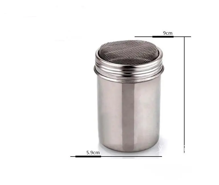 Wholesale 200 pcs/lot Creative Stainless Steel Chocolate Shaker Dredge Cappuccino Coffee Accessories Cocoa Powder Tank SN3638