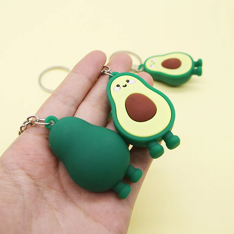 Fashion Simulation Fruit Avocado Smile Keychain 3D Resin Key Chains Jewelry Gift