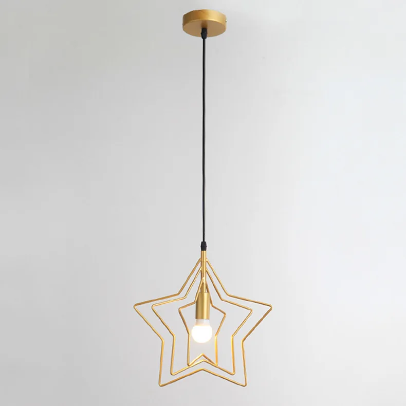 

Nordic Star E27 Iron Circle Single Head Hanging Lamp Modern Home Decoration Restaurant Bar Kitchen Bedroom Balcony LEDChandelier