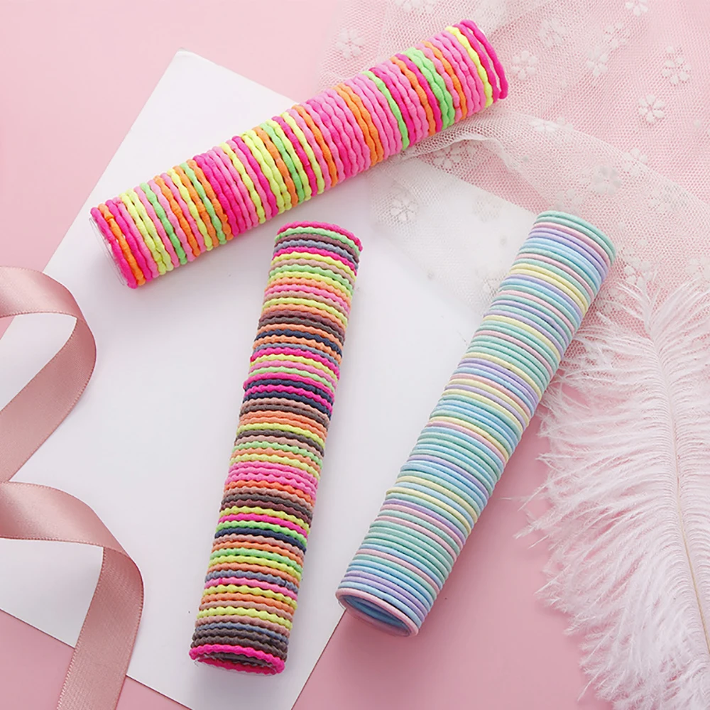 50pcs Girls Solid Color Big Rubber Band Ponytail Holder Gum Headwear Elastic Hair Bands Korean Girl Hair Accessories Ornaments