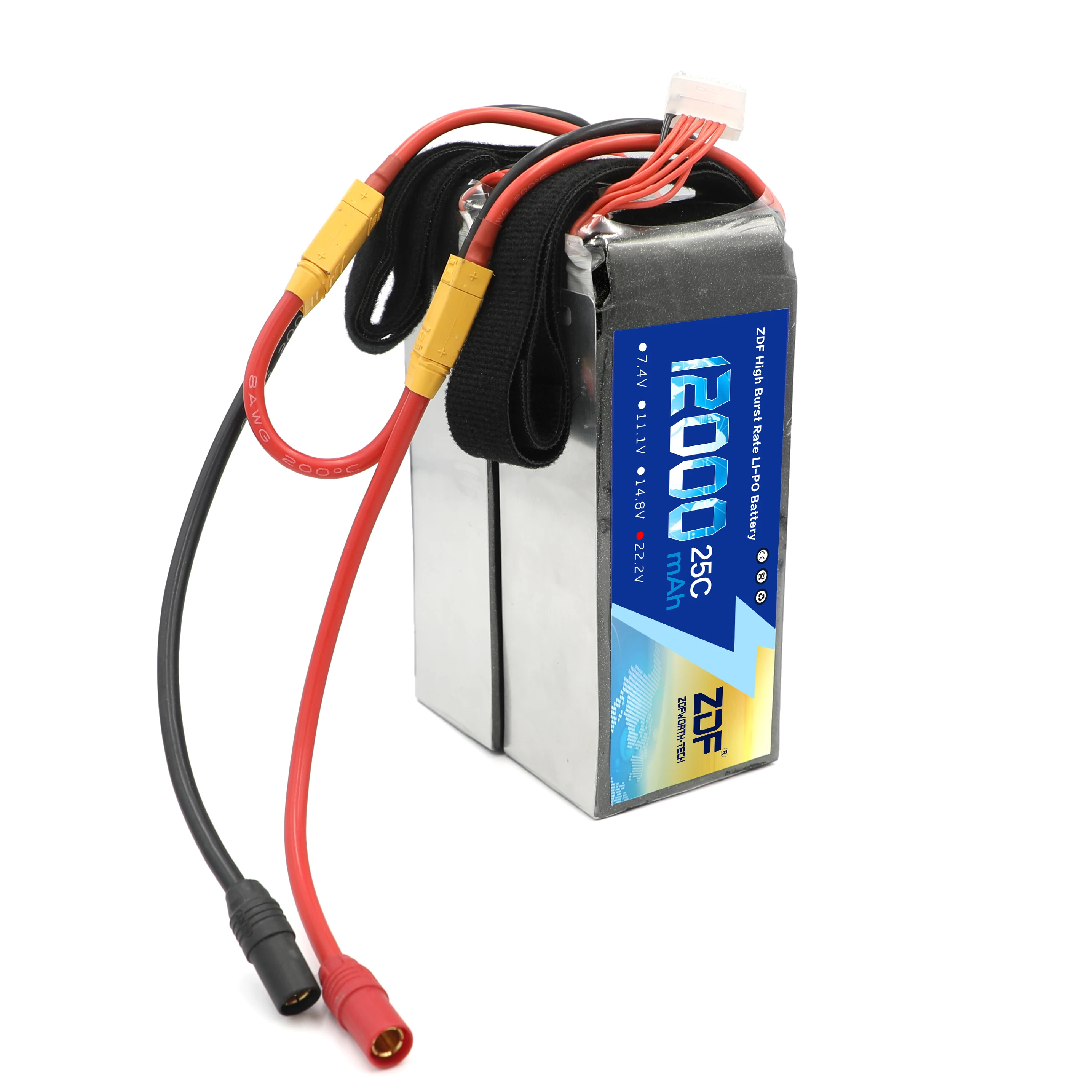 ZDF 44.4V 12S 12000mAh 25C Lithium Polymer Lipo Battery with XT90 to AS150/XT150/XT90 plug for RC drone