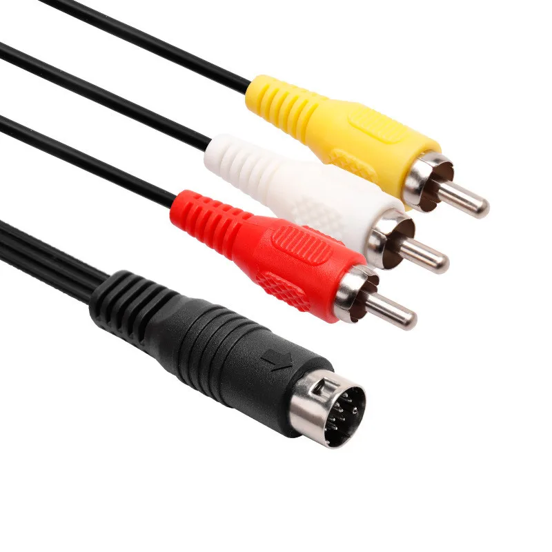 3RCA 1.8 متر 9 دبوس الصوت والفيديو كابل AV ل Sega نشأة 2 أو 3 لعبة A/V اتصال سلك محول سلك