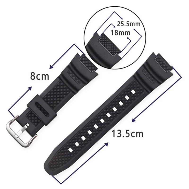 Watch Band For Casio G-shock SGW300H AE1000 W-800H W218H W-S210H AQS810W W800H Pin Buckle Strap Watch Black Wrist Bracelet