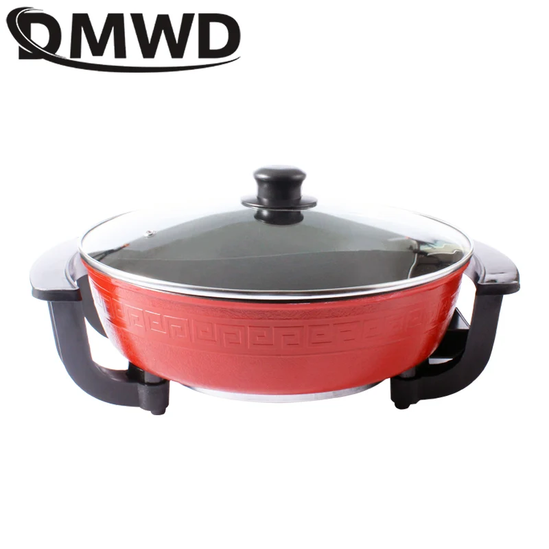 DMWD Electric Hot Pot Double Soup Pots Non Stick Smokeless Home Kitchen Cookware Twin Divided Shabu Pot Electric Cooker 5L