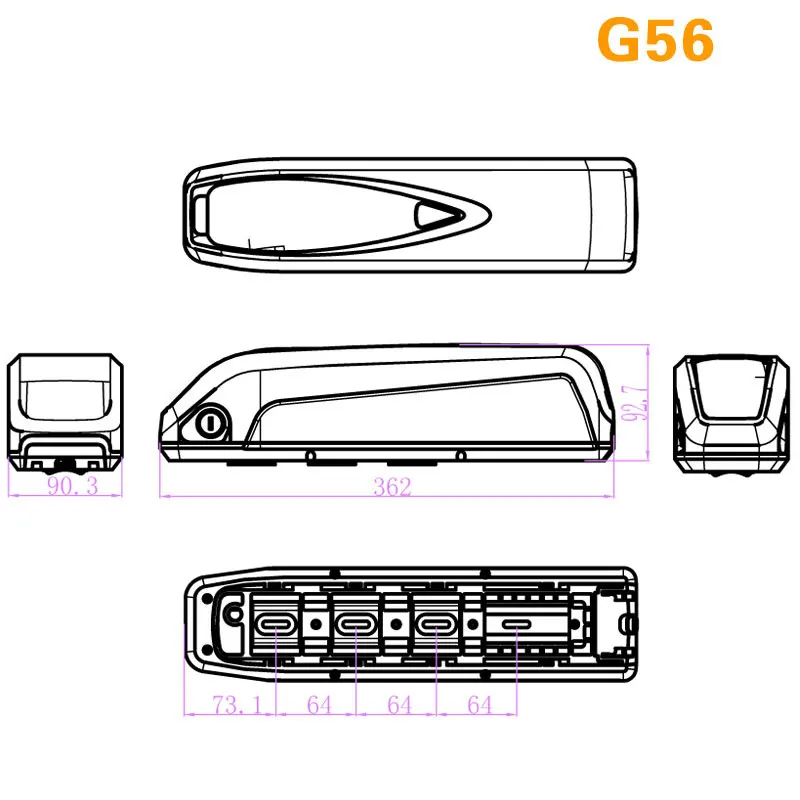 G56 G70 opakowanie na baterie HaiLong obudowa baterii w dół rury downtube obudowa baterii dla 21700 komórek 13S4P 18650 komórek 10S7P 13S5P 14S5P