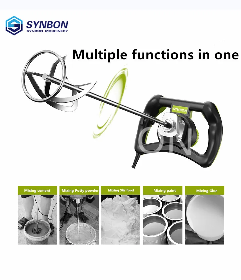 SYNBON new 1600W handheld electric mixer cement Concrete coating Glue Agitator   SY-J1200-S60 Professional blender