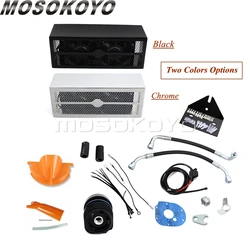 Complete Engine Cooling Reefer Oil Cooler Fans Assembly System For Harley Dyna Super Glide FX/FL Street Fat Bob 93-17 Low Rider