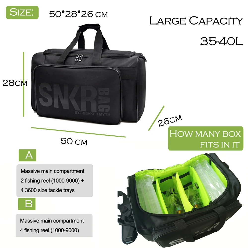 Large Multifunctional Fishing Tackle Bags Outdoor Fishing Lures Gear Storage Bag Foldable Shoulder Crossbody Waterproof Bags