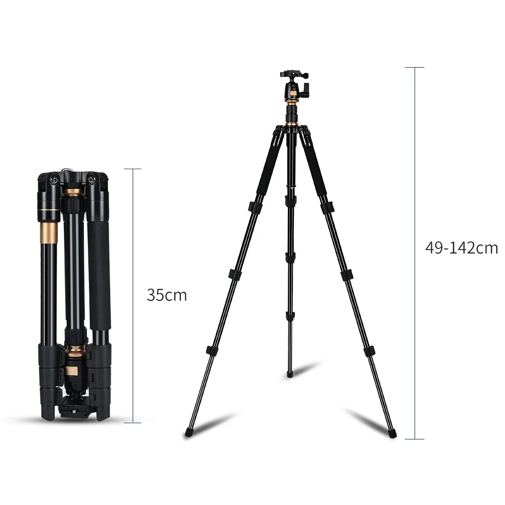 Camera Tripod QZSD Q555 Aluminium Alloy Camera Video Monopod Professional Extendable Tripod With Quick Release Plate Stand