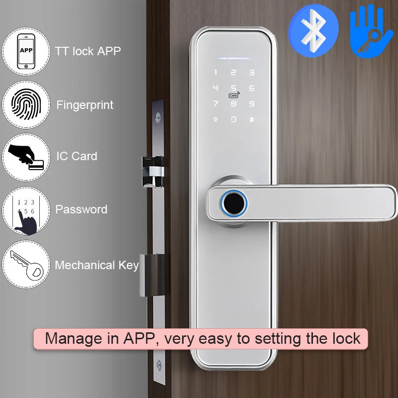 Imagem -02 - Silver Smart Biometric Fingerprint Door Lock tt Lock App Controle Remoto sem Fio Abra a Porta Raykube-x5