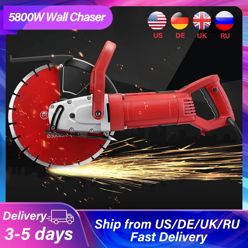 5800W 4300rpm Wall Chaser Groove Cutting Machine 110V 220V 110mm Eletric Slotting Machine Cement Stone Cutting Machine Kits EU U