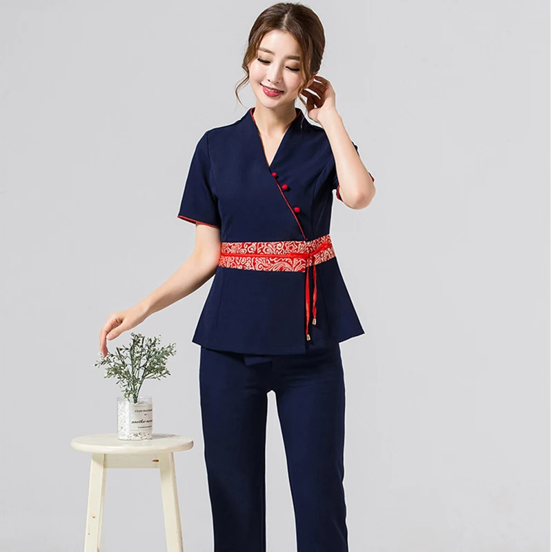 Beauty salon beautician uniforms SPA club ear picking work clothes for women new style Chinese foot bath technician clothes