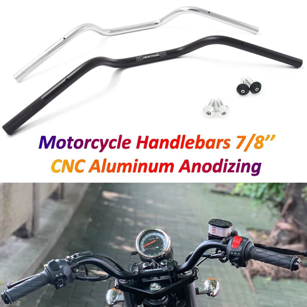 Motorcycle 22mm Handlebar Renthal Bar Aluminum Alloy Vintage Bike Dirt Bike Steering Wheel for Cafe Racer FZ6 MT03 Z800 XADV 750