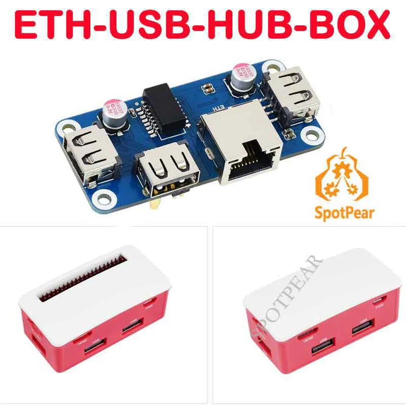 Raspberry Pi Zero Series Ethernet / USB skrzynia rozdzielacza ETH/USB HUB HAT (B) 1x RJ45, 3x USB 2.0