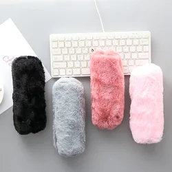 Cute Solid Color Plush Pencil Case For Girls Pencil Bag Stationery Pencilcase Kawaii School Supplies