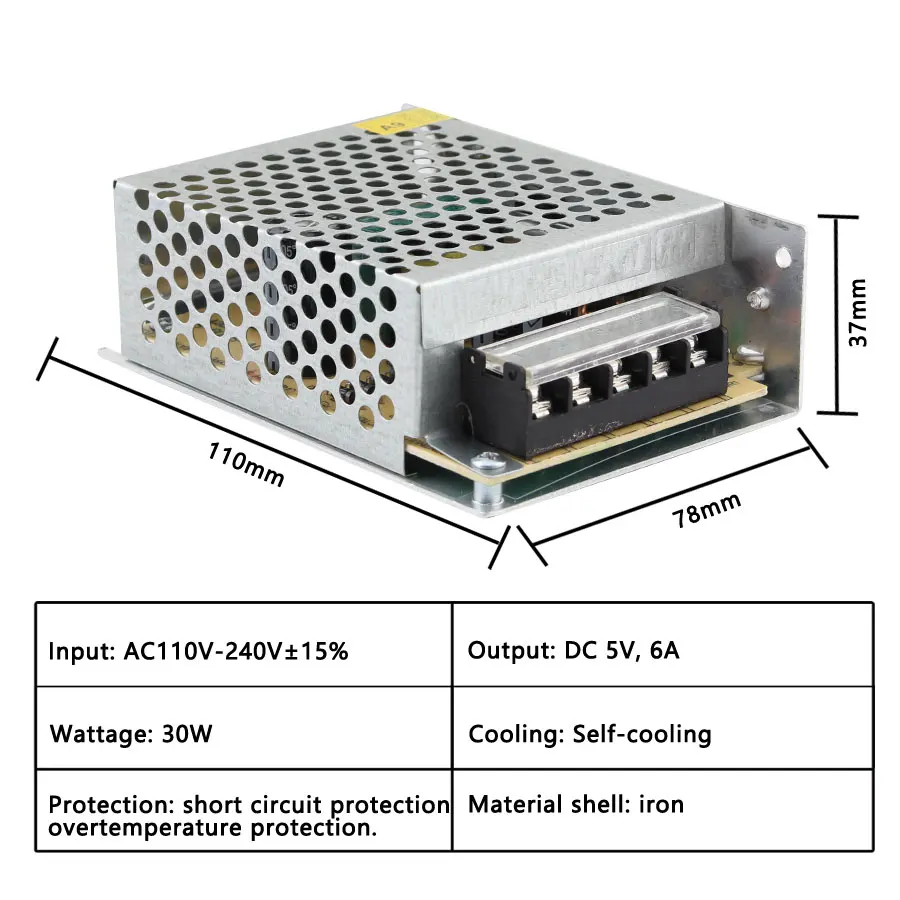 Alimentatore trasformatore AC DC 5V 12V 24V 36V, 1A 2A 3A 4A 5A 6A 8A 10A 15A 20A 30A convertitore di alimentazione Led da 220V a 5V 12V 24V