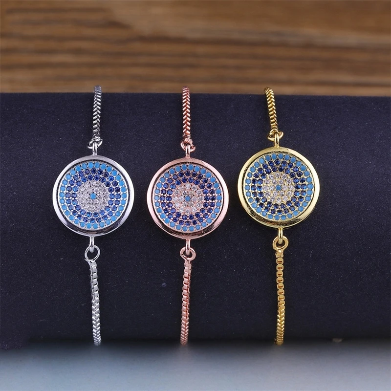 Juya DIY Pulseira Olho Grego Jewelry Supplies Adjustable Chains Turkish Evil Eye Charm Bracelets For Women Men Christams Gift