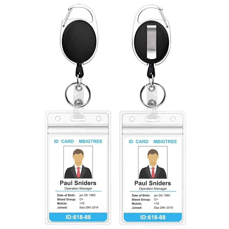 Retractable ID Badge Holder PU Leather Porte Bus Pass Case Cover Transparent Men Women\'s Bank Credit Card Holder Cardholder 1PCS