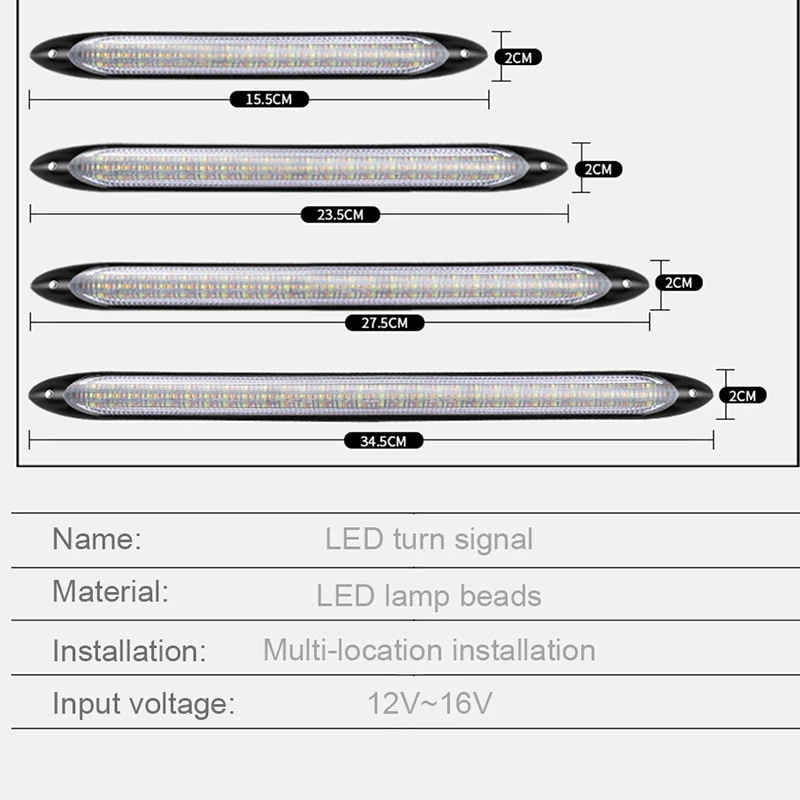 2Pcs Super Bright LED DRL Daytime Running Light Waterproof Turn Signal White Yellow Headlight Strips Sequential Lamps Universal