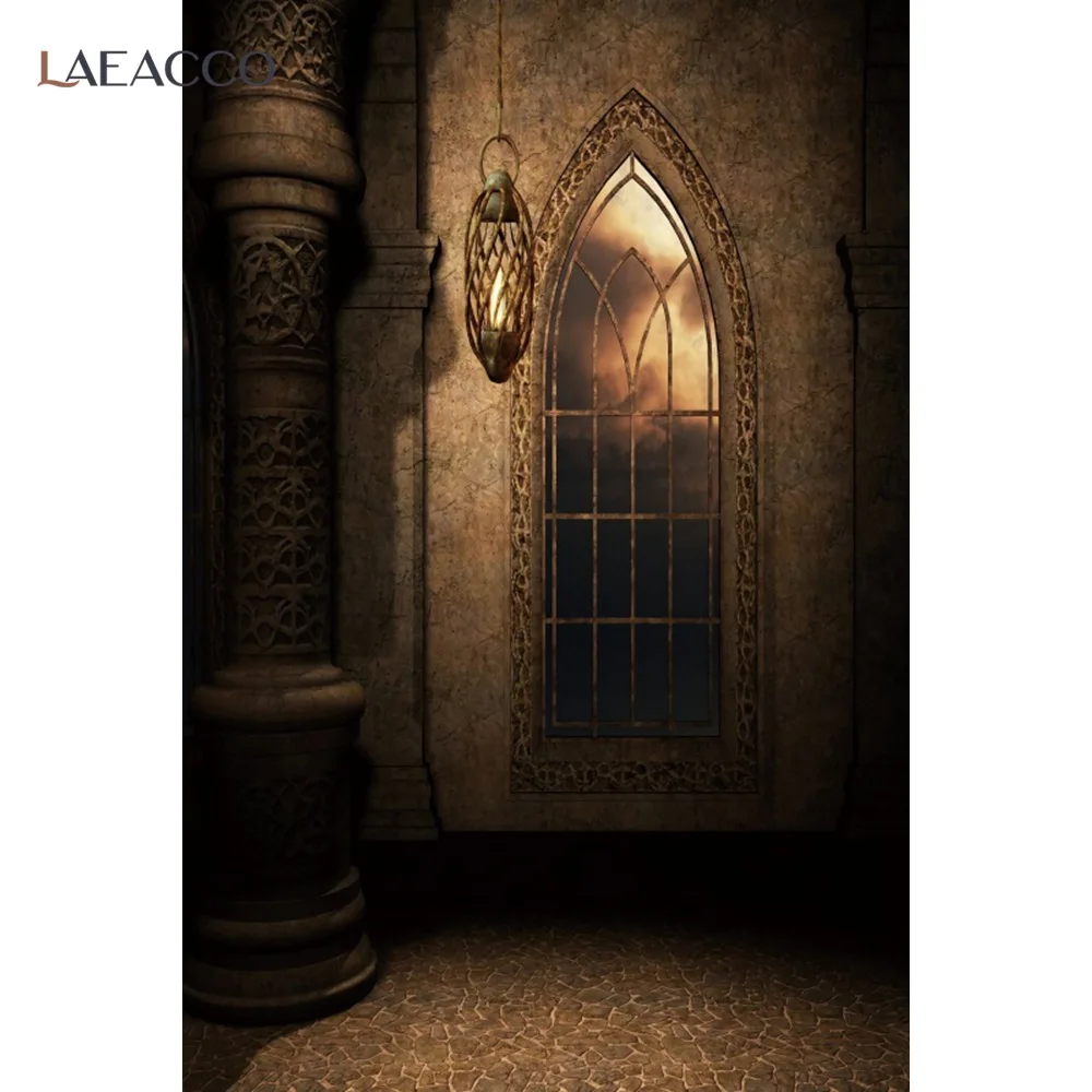 

Laeacco Vintage Castle Interior Retro Decor Mural Pillar Photocall Backgrounds Baby Customized Portrait Photography Backdrops