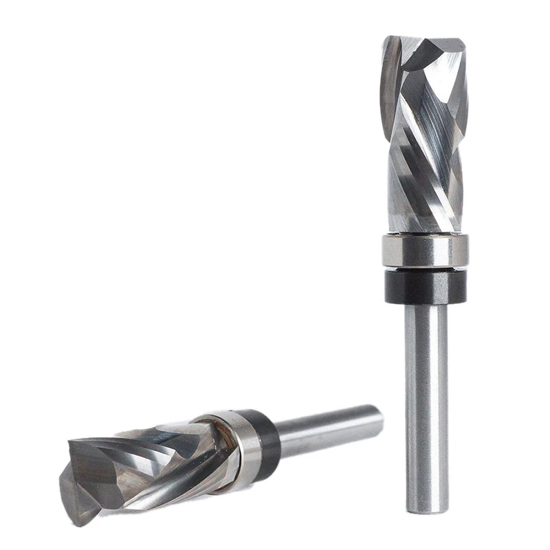 Bearing Ultra-Performance Compression Flush Trim Solid Carbide CNC Router Bit for Woodworking End Mill Shank