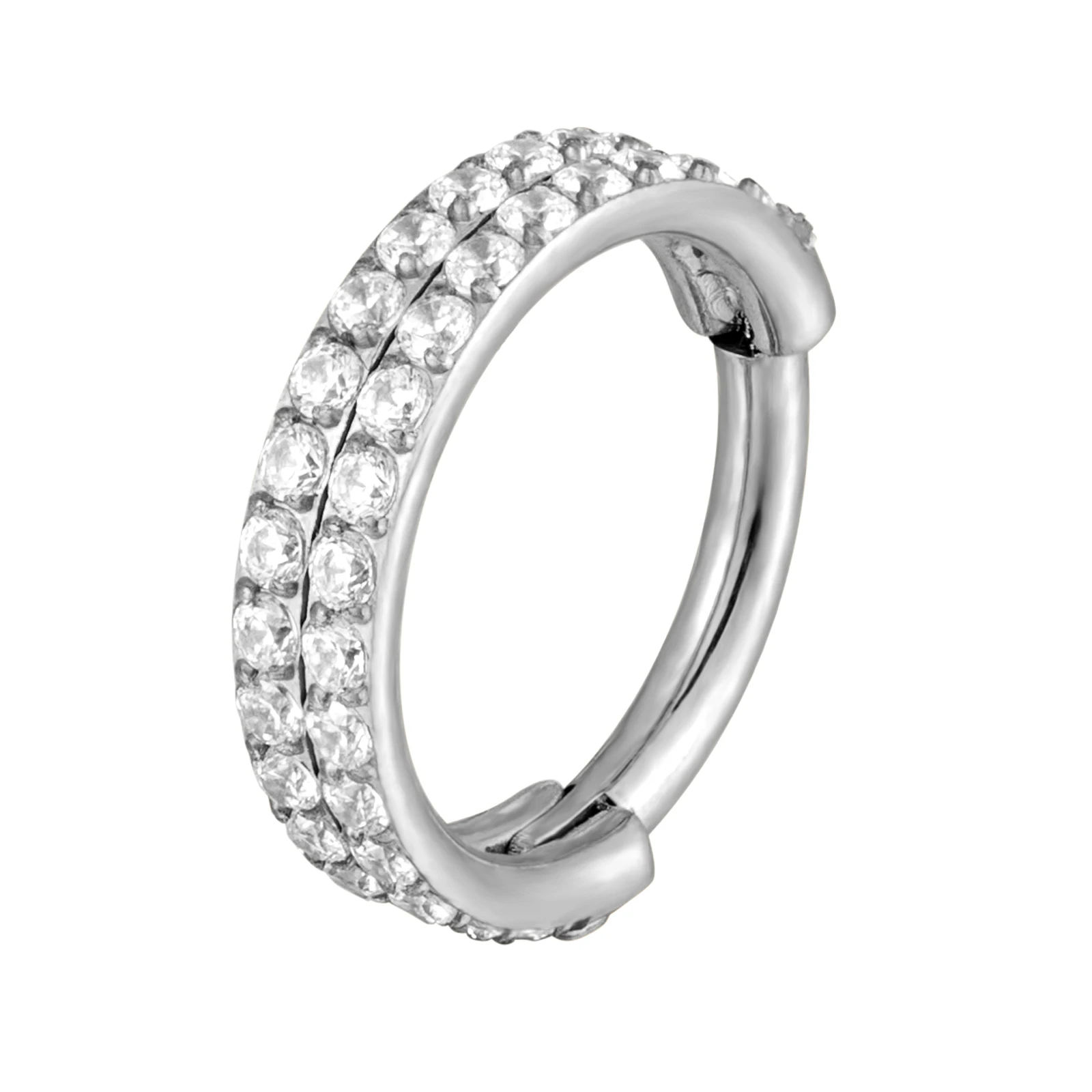 G23 Titanium Piercing Double row CZ Superior Quality Hight Segment Rings Small Septum Nose Rings Earrings Piercing Body Jewelry image 3