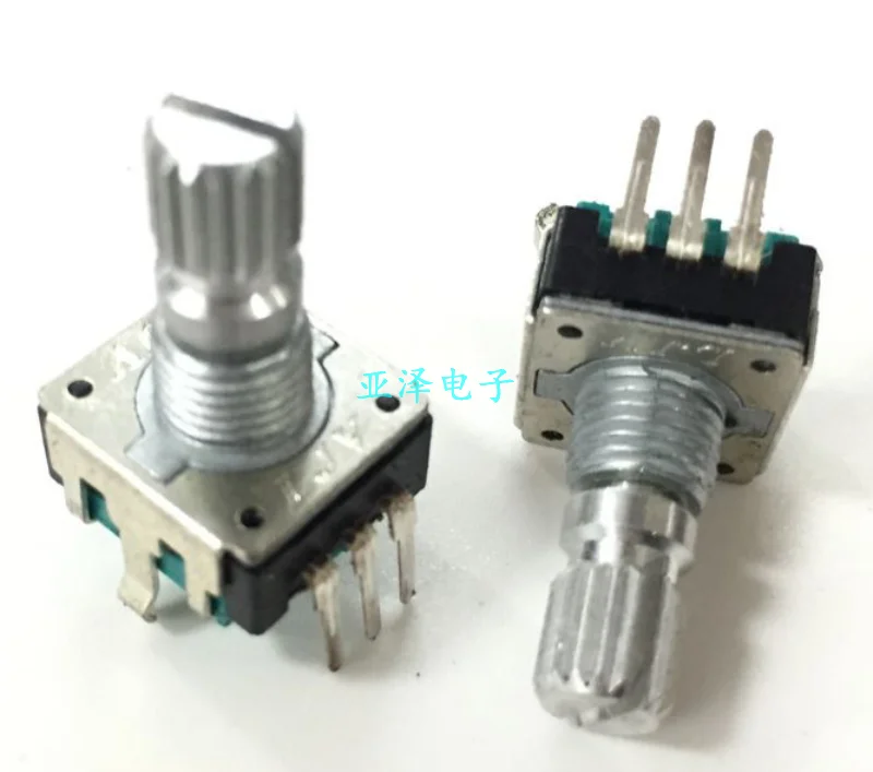 2PCS High quality ec12 metal handle digital encoder with switch 24 positioning with thread sawtooth shaft length 15mm